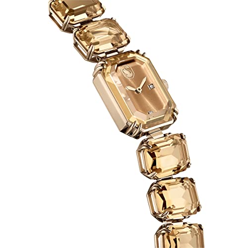 Image of Swarovski Millenia Watch, Octagon Cut Bracelet, Brown, Champagne Gold-Tone Finish