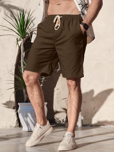 Image of Comdecevis Men's Cotton Linen Casual Shorts