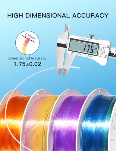 Image of PINBALL PETG Rainbow 3D Printer Filament 1.75mm, Multicolor Translucent PETG Filament Bundle, Accuracy + /- 0.02 mm, 4kg in Total