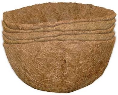 BestNest Gardman Shaped Coco Basket Liners 16 Inch – Set of 5 Coconut Fiber Hanging Basket Liners for Planters & Garden Baskets, Replacement Coco Coir Planter Inserts for Outdoor Flower Baskets