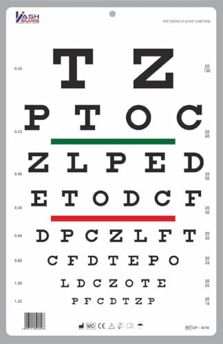 KASHSURG Snellen Chart with Red Green Lines 20 Feet_171_Pack of 1