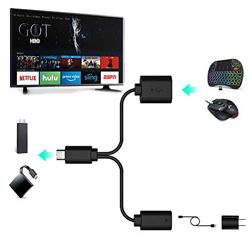 Rii Mini i8+ V2 inalámbrico + cable Rii OTG F1 - Mini teclado retroiluminado con ratón Touchpad y botón ON/OFF para Amazon Fire TV, Smart TV, TV Box, Mini PC, Playstation, Xbox, Ordenador