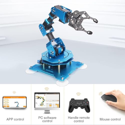 Robotic Arm for Arduino Coding Programming 6DOF STEM Educational Building Robot Arm Kits, 6 AXIS Full Metal Robotic Arm Wireless Handle/PC/App/Mouse Control Learning Robot - Image 8
