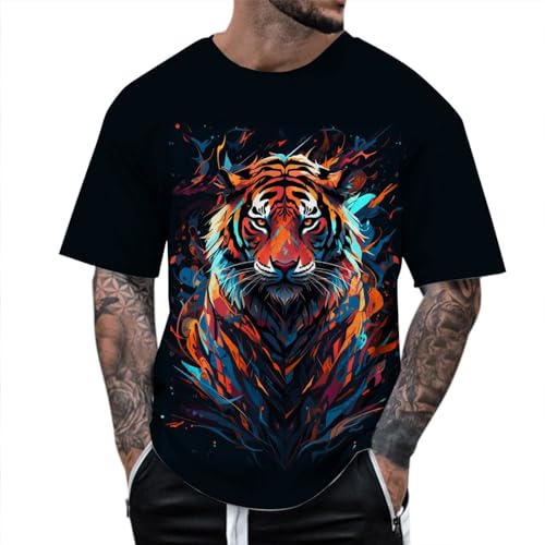 T-shirt tigre 3D pour des vacances d'été décontractées en look oversized