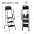 HBTower Step Ladder with Handrails, Folding Step Stool with Attachable Tool Bag & Anti-Slip Wide Pedal for Home Kitchen Pantry Office, Black