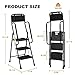 HBTower Step Ladder with Handrails, Folding Step Stool with Attachable Tool Bag & Anti-Slip Wide Pedal for Home Kitchen Pantry Office, Black