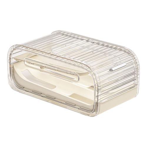 Bandeja automática para huevos: organizador de huevos con tapa deslizante, soporte para huevos rodante de 2 niveles que mantiene los huevos visibles y frescos. Ideal para refrigerador, congelador