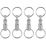 SEADESKY 4Pcs/Set Upgraded Quick Release Keychain, Detachable Pull Apart Key Rings Keychains Snap Lock Holder Convenient Accessory (Silver)