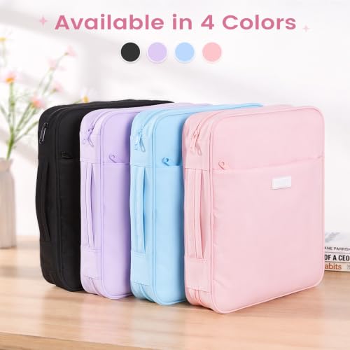 Sooez Zipper Binder Bag, 1.5 Inch Binders 3 Ring O-Ring, 5-Tab Dividers Expanding File Folder, 650-Sheet Capacity Paper Organizer, Cute Organizer Storage for Student School Classroom Supplies, Pink - Image 6