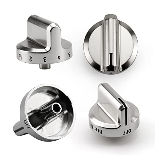 Funmit 5304502763 Range Control Knob Replacement for Frigidaire Stove Replaces PS11724147 AP5984069 EAP11724147 4279473, D Shaped Shaft with Metal Insert, Silver Plastic