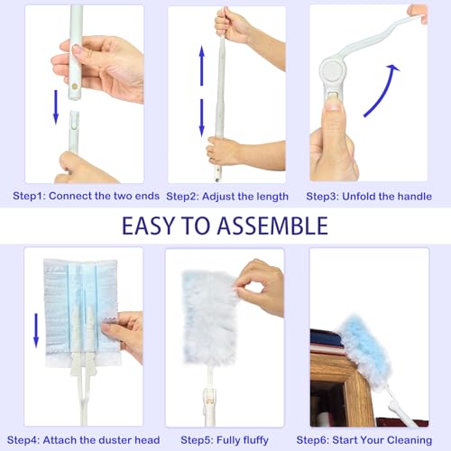 Image of 40Pcs Disposable Duster Refills, Electrostatic Fluffy for Cleaning Replacement Refills Bulk for Home Office Ceiling Surface Corner Dusting