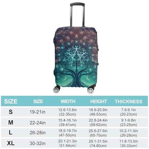 Digital Futuristic Tree of Life Icon with Space Printed Luggage Cover Protector, Fits 18-32 Inch Luggage2