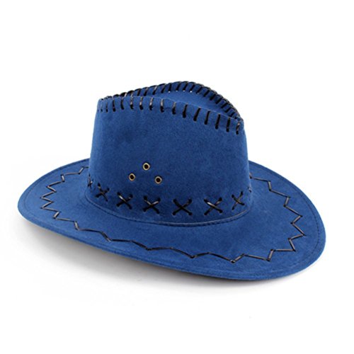 NYKKOLA Western Authentic Gunslinger Hat Sombrero vaquero de ante Unisex, blue, L Cover