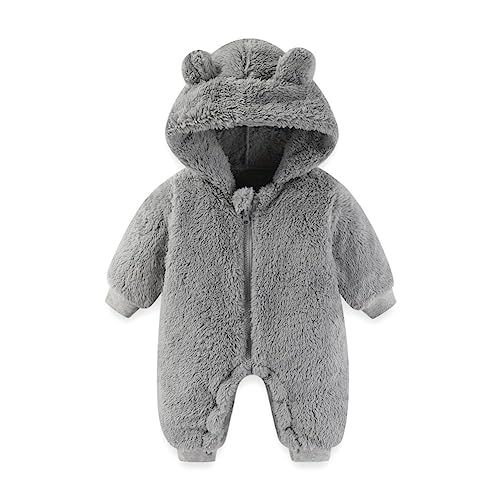 Image of UVIPC Baby Newborn Bear Fleece Snowsuit Winter Coat Warm Hooded Jumpsuit for Baby boy girl