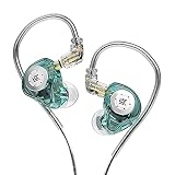 Yinyoo イヤフォン ノイキャン KZ EDX PRO ステレオ インイヤー モニター 中華 カナル型 有線 イヤモニ型 耳掛け イアフォン Wired Earphones ハイエンド イヤホン 2pin リケーブル対応(緑 マイク無し)