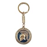 IconsGr Llavero de casco de batalla espartana antigua película 300 azul, dorado, L