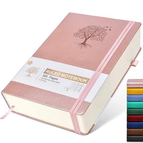 Image of Lined Journal Notebook, 365 Pages A4 Large Journals for Writing Ruled Notebook, Pink Hardcover Leather Journals for Women Men,Notebook for Work, Note Taking, 100Gsm Thick Paper ( 8.5 inch x 11 inch Rose Gold)