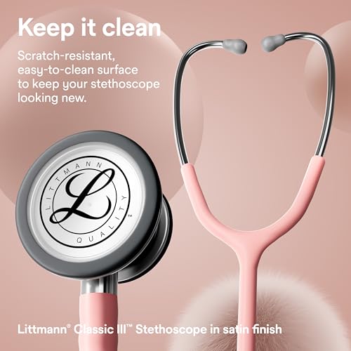 Image of 3M Littmann Classic III Monitoring Stethoscope, Stainless Steel Chest Piece, Champagne Pink Tube, 5910C