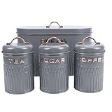 [Construction Solide en Fer] Le Set de 4 Pièces Boîte à Pain et Boîte de Conserve est fabriqué en fer de haute qualité avec une finition élégante, garantissant durabilité et résistance à l'usure et aux dommages. Cela en fait une solution de stockage fiable qui vous servira bien pendant des années dans votre cuisine.