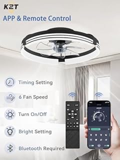 KZT Ventilateur de Plafond Silencieux avec Lumiere et Telecommande 50cm Moderne Ventilateurs de Plafond Dimmable 6 Vitesses et vent Réversible Fan Plafonnier pour Chambre Salon Salle à Manger