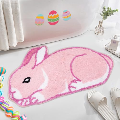 NIGOWAYS Easter Bunny Bath Rug, Pink, 30