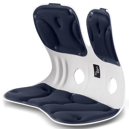 COMEDYKING 姿勢矯正 椅子【日本限定】 座るだけ腰が痛くならないクッション オフィスチェア/ゲームチェア/床/椅子用クッション 骨盤サポートチェア 腰痛 軽量 お持ち運びやすい 120kgまで対応 高反発メモリー綿 お尻にやさしい椎間板ヘルニア予防 腰痛改善グッズ 猫背 肩凝対策 美尻 オフィス 在宅 運転 ゲーム テレワーク 女性 男性 学生(ブルー)