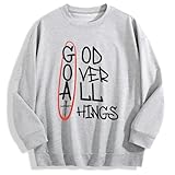God Over All Things Christian Faith Women's Stylish Casual Comfortable Crew Neck Sweatshirt Grey
