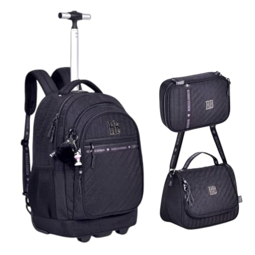 Kit Mochila Rodinha Lancheira Estojo Rebecca Bonbon Crinkle (Preto)