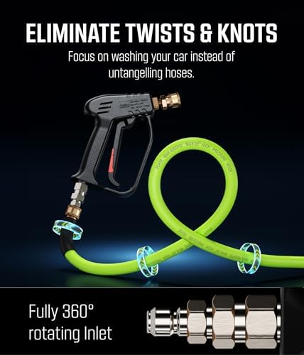 McKillansÂź Short Pressure Washer Gun Swivel - High Pressure Water Handle with 3/8" Male Plug and 1/4â Quick Connector Coupler - Power Washer Gun Compatible with Foam Cannon - Car Wash Foam Gun - 2