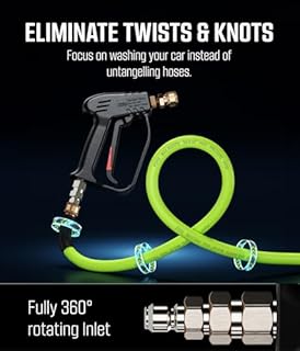 McKillans® Short Pressure Washer Gun Swivel - High Pressure Water Handle with 3/8" Male Plug and 1/4” Quick Connector Coupler - Power Washer Gun Compatible with Foam Cannon - Car Wash Foam Gun