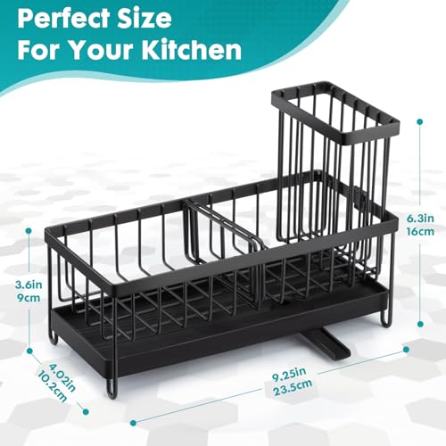Sinnsally Sink Caddy,Kitchen Sink Tidy Organizer,Sponge Holder with Brush Holder,Washing up Caddy,Sinkware Organiser for Countertop Kitchen Storage & Organisation