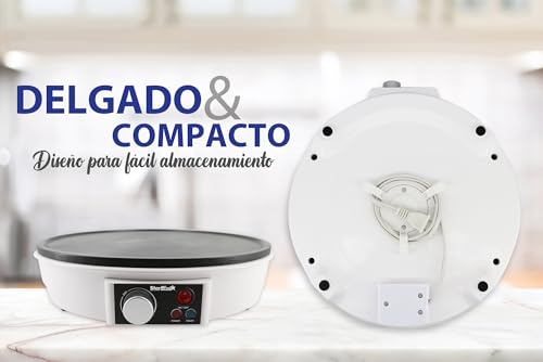 Miniatura 6 de Starblue Máquina Eléctrica Para Hacer Crepes Y Tortitas De 30,5 Cm, Con Libro Electrónico De Recetas Y Espátula De Madera, Ca 220-240 V, 50 60 Hz Y 1000 W, Enchufe Del Reino Unido Y Adaptador Europeo