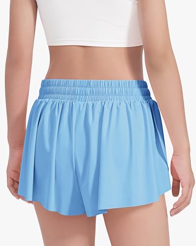 Image of HASMES Girls Butterfly Shorts Teen Flowy Athletic Shorts for Running Dance Cheer 5-14Y