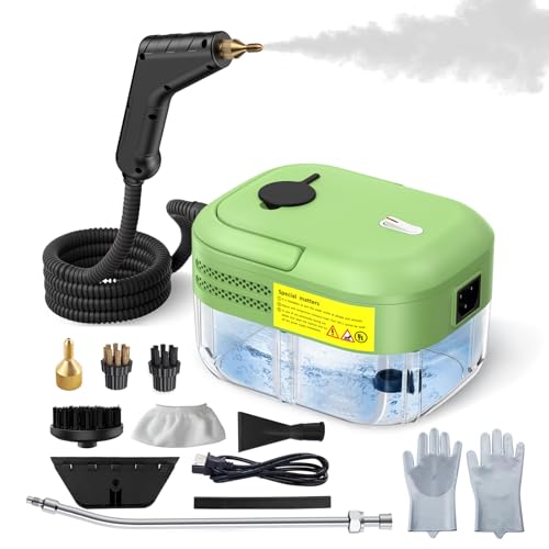 Limpiador de Vapor de Mano de 2200W para Todo, con 9 Accesorios, Depósito de 1200ML, Limpiador de Vapor de Mano Multiusos para Desengrasar, Cocina, Coche, Vventanas, Sofás, Suelos