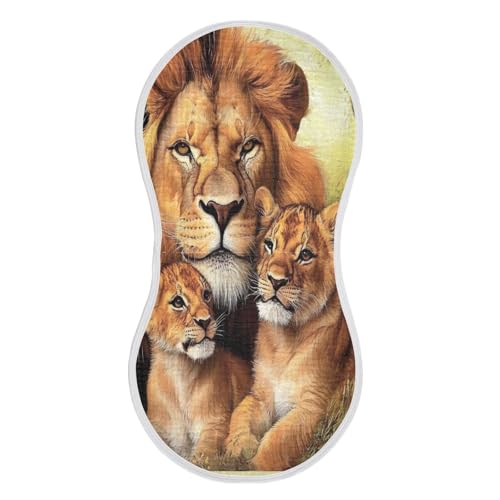 1 Pack African Wildlife Lion Muslin Burp Cloths Cotton Absorbent Baby Burping Rags for Boys Girls Soft Newborn Burp Bibs, 22 x 11 Inch