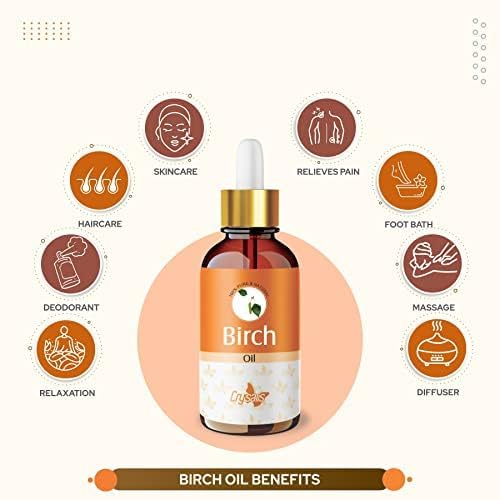 Image of Crysalis Birch (Betula) Oil,100% Pure & Natural Undiluted Essential Oil Organic Standard For Skin & Hair Care - 15ml With Dropper