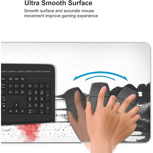 Image of Printed Gaming Mousepad - Premium Stitched Edges, Smooth Surface,Size 11x23 inches, Non-Slip Rubber Base - Ideal for Office & Gaming Setup (red Sun)
