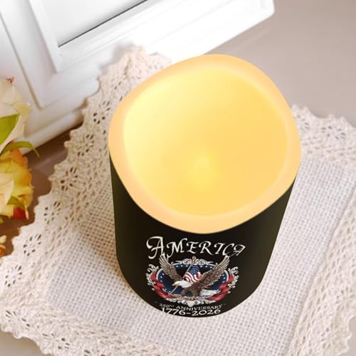 Image of Bald Eagle 250th Anniversary Flameless Candles American Flag LED Candle Battery Operated with Remote Timer Patriotic Flickering Candle for Independence Day Home Outdoor Decor, 4 Pack