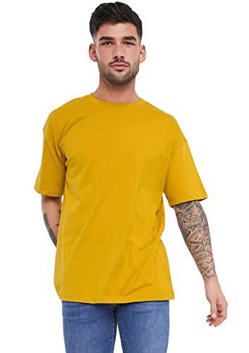 Image of 100% Pure Cotton Mens Printed Half Sleeves Oversized Round Neck Drop Shoulder, Relaxed Fit, Plain T-Shirt