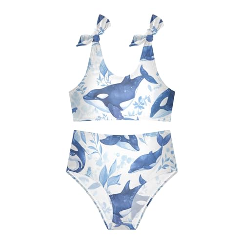 Killer Whale on Blue Girls' Two Piece Bikini Set Quick-Dry Bathing Suit Swimming Suits Adjustable Strap3