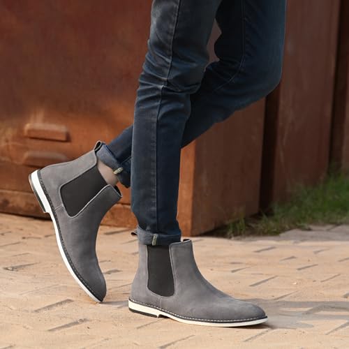 Image of Blue Leather By Centrino Genuine Leather Men's Formal and Casual Leather Boots | Versatile and Sophisticated Chelsea Boots for Every Season | Fashionable Elegant Boots for Any Occasion (3964)
