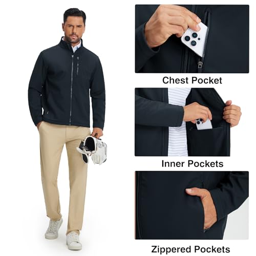 M MAELREG Fleece Lined Jacket Men Zip Up Water Resistant Softshell Golf Jackets Winter Coat Casual Work Windbreaker - Image 4