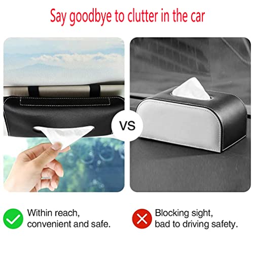 Lyxhag Moderner schwarzer Kunstleder-Tücherhalter, rechteckig, zum Aufhängen, Papierhandtuchclip, Sonnenblende, Serviettenhalter, Papierhandtuchbox