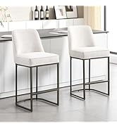 BFZ 27" H Counter Height Bar Stools Set of 2, Modern Bar Stools with High Back, Black Metal Frame...