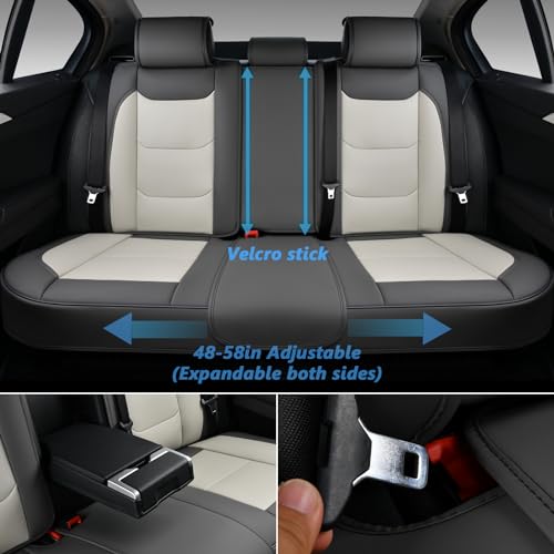 Coverado Car Seat Covers Full Set, 5 Seat Universal Leather Seat Covers for Cars, Waterproof Front and Back Car Seat Protector, Auto Seat Covers Fit for Most Vehicles, Gray - Image 4