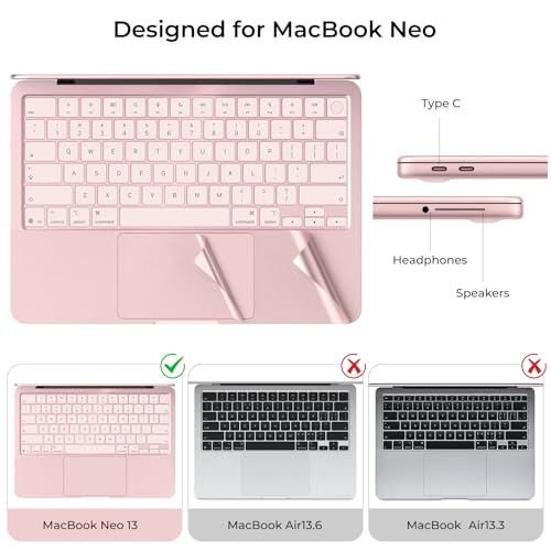 Image of EooCoo Premium Keyboard Cover Skin Protector, Laptop Accessories Compatible with MacBook Neo 13 inch 2026 with A18 Pro Chip A3404, Mac Neo Skin Sticker Scratch-Resistant & TPU Keyboard Cover, Blush