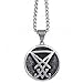 ELFASIO Men Pendant Necklace Stainless Steel Sigil of Lucifer Seal of Satan Baphomet Chain Jewelry 24 inch