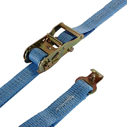 Spanngurt Zurrgurt, LC 750/1500 daN, 6 m, 35 mm, 2tlg., Flachhaken, 4 Stück | 2-teiliger Spanngurt mit Flachhaken und Sicherungsstift, für Stäbchenzurrschienen, Gurtfarbe blau