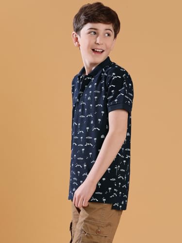Image of Li'l Tomatoes Boys Cotton Pique Polo T-Shirt | Printed Half Sleeve Casual Summer Wear | Soft & Breathable Fabric | 7-16 Years