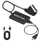 Convertisseur Péritel vers HDMI, HD 1080P 720P Adaptateur Scart vers HDMI Audio Vidéo pour TV Moniteur Projecteur Compatible avec Lecteur VHS DVD PS2 PS3 Xbox Sky STB Câbles Inclus